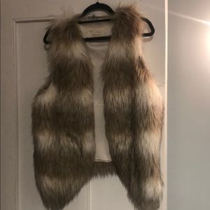 Cream and white fur vest